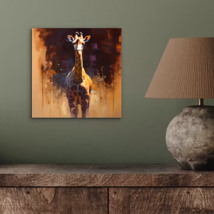 Giraf - Bruin - Abstract - Geschilderd aluminium wit klein -sfeer2