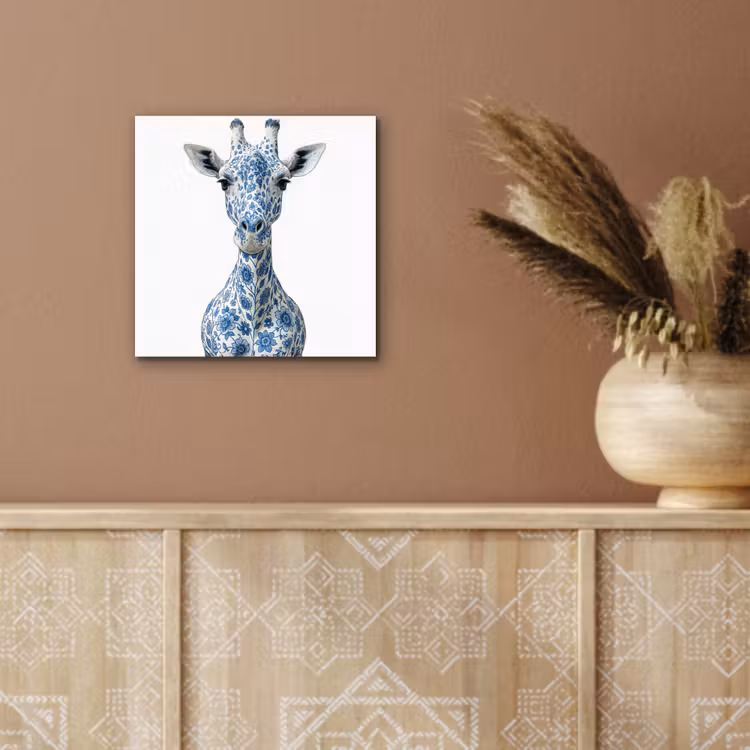 Giraffe - Delfts blauw - Dieren - Minimalistisch aluminium wit klein -sfeer4