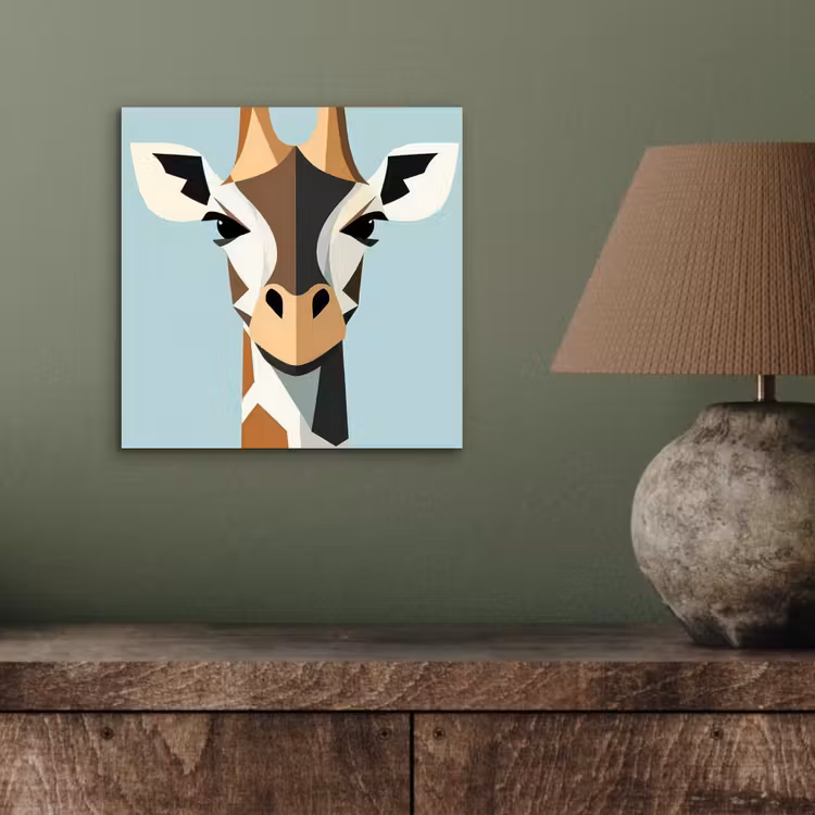 Giraffe - Illustratie - Bruin - Minimalistisch aluminium wit klein -sfeer2