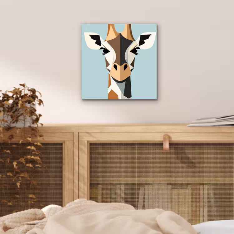 Giraffe - Illustratie - Bruin - Minimalistisch aluminium wit klein -sfeer3
