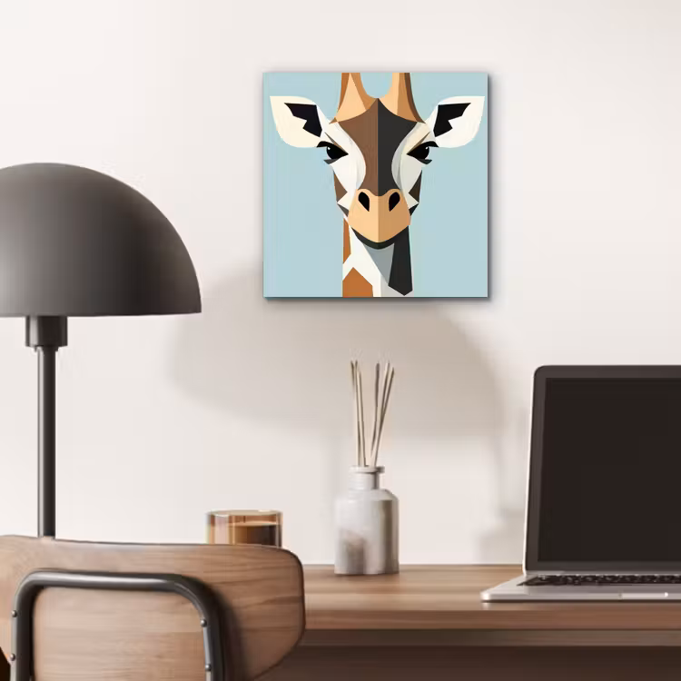 Giraffe - Illustratie - Bruin - Minimalistisch aluminium wit klein -sfeer5