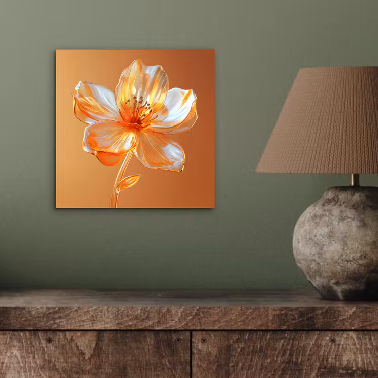 Glazen - Bloem - Oranje aluminium wit klein -sfeer2