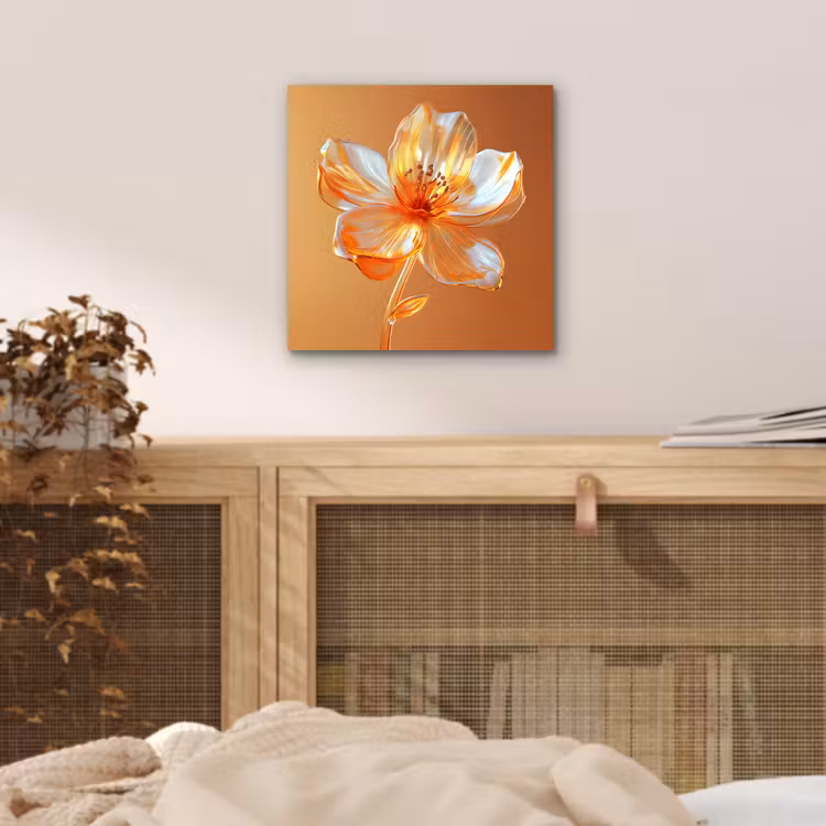 Glazen - Bloem - Oranje aluminium wit klein -sfeer3