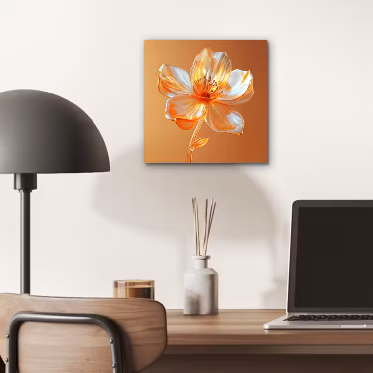 Glazen - Bloem - Oranje aluminium wit klein -sfeer5