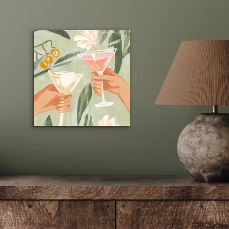 Glazen - Proosten - Bladeren - Groen aluminium wit klein -sfeer2