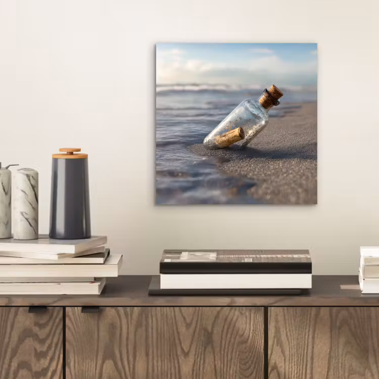 Glazenfles - Post - Zee - Zand aluminium wit klein -sfeer1