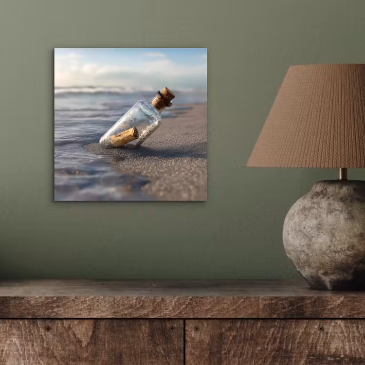 Glazenfles - Post - Zee - Zand aluminium wit klein -sfeer2