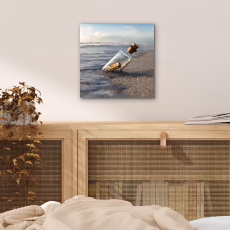 Glazenfles - Post - Zee - Zand aluminium wit klein -sfeer3