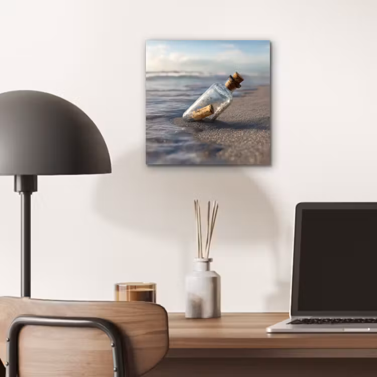 Glazenfles - Post - Zee - Zand aluminium wit klein -sfeer5