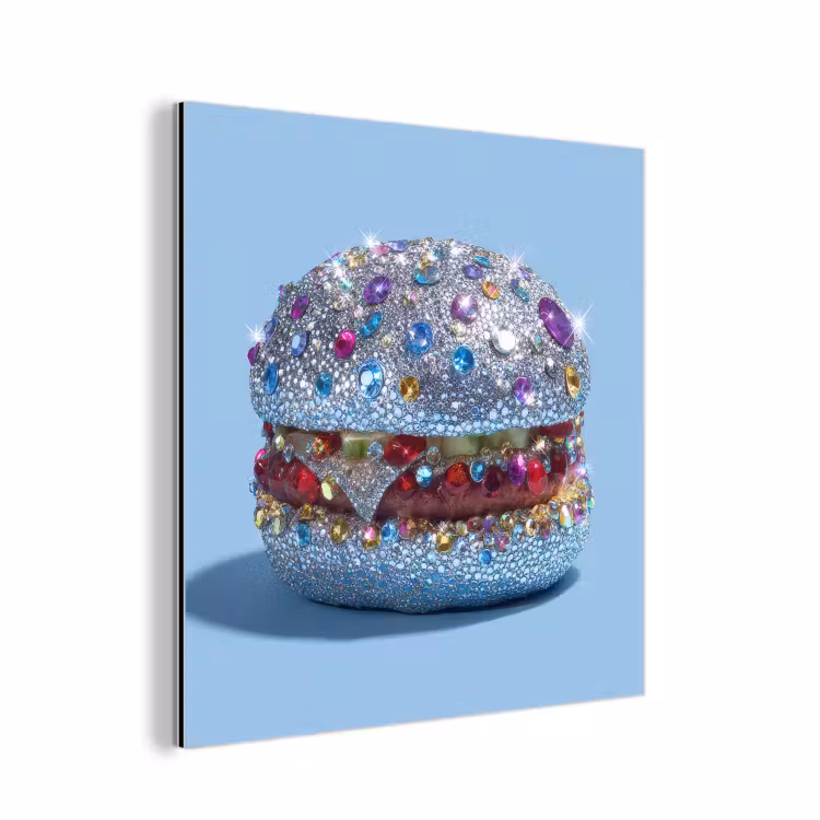 Glitters - Hamburger - Blauw aluminium wit klein -3d