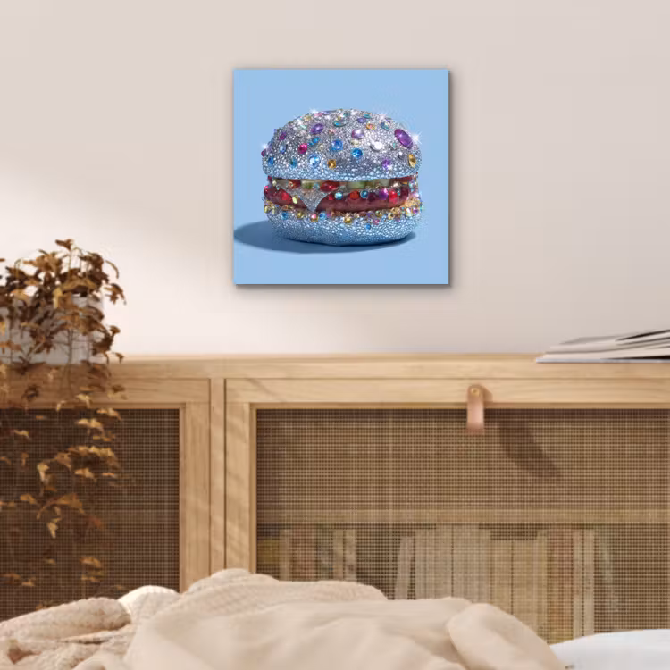 Glitters - Hamburger - Blauw aluminium wit klein -sfeer3