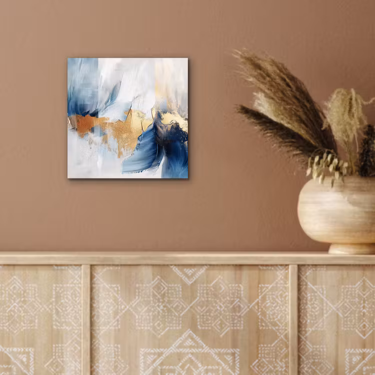Goud - Blauw - Watercolor - Kunst - Modern aluminium wit klein -sfeer4