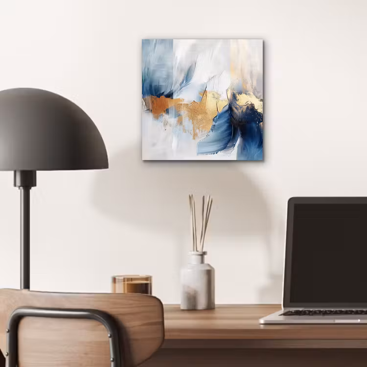 Goud - Blauw - Watercolor - Kunst - Modern aluminium wit klein -sfeer5