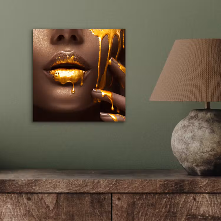 Goud - Vrouw - Verf - Lippen - Luxe aluminium wit klein -sfeer2
