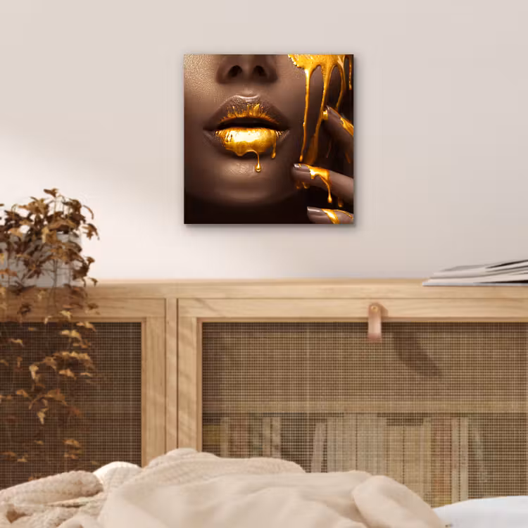 Goud - Vrouw - Verf - Lippen - Luxe aluminium wit klein -sfeer3