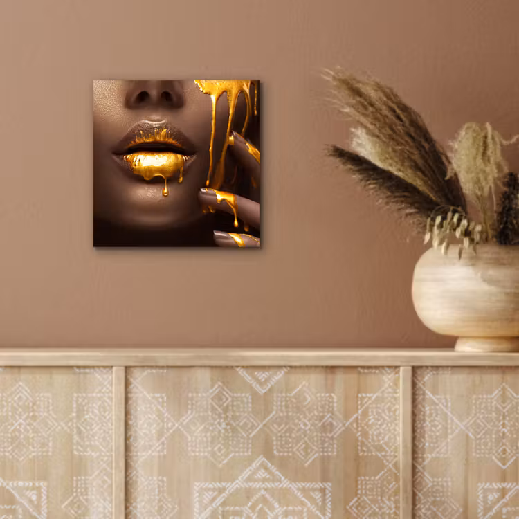 Goud - Vrouw - Verf - Lippen - Luxe aluminium wit klein -sfeer4