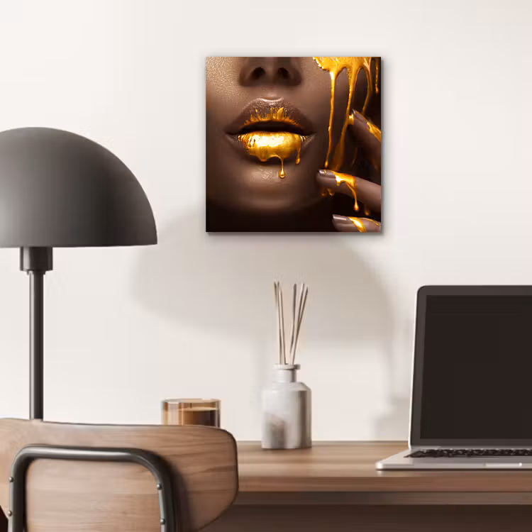 Goud - Vrouw - Verf - Lippen - Luxe aluminium wit klein -sfeer5
