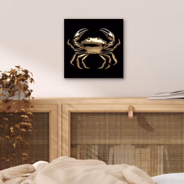 Goud - Krab - Dieren - Zwart aluminium wit klein -sfeer3