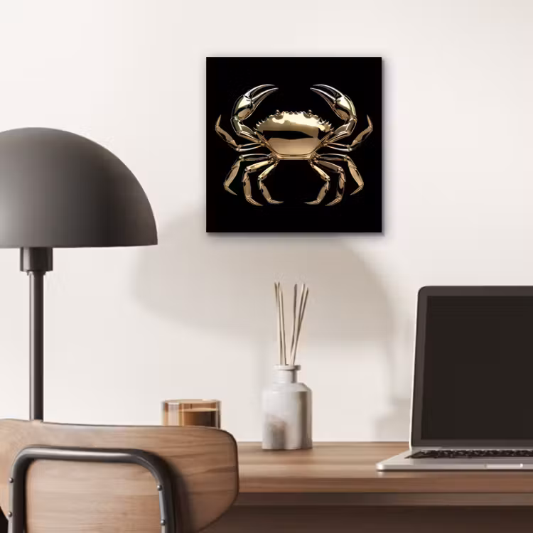 Goud - Krab - Dieren - Zwart aluminium wit klein -sfeer5