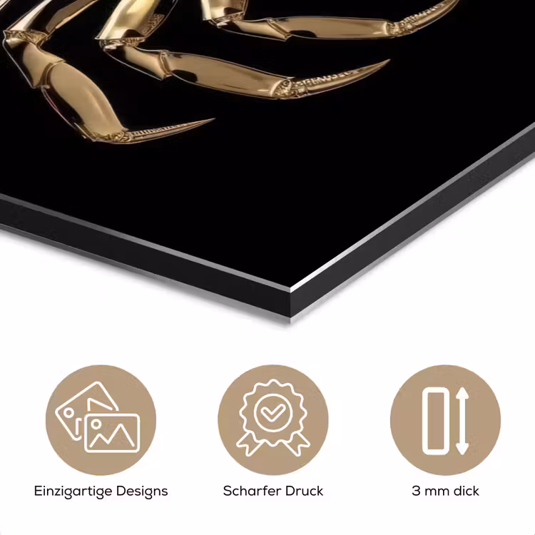 Goud - Krab - Dieren - Zwart aluminium wit klein -closeup_DE