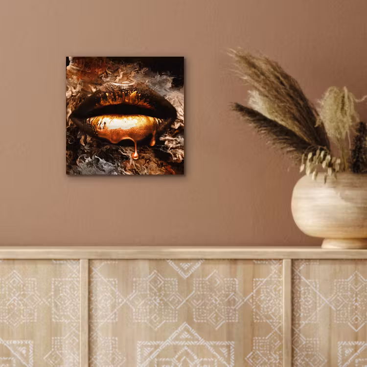 Goud - Lippen - Kunst aluminium wit klein -sfeer4