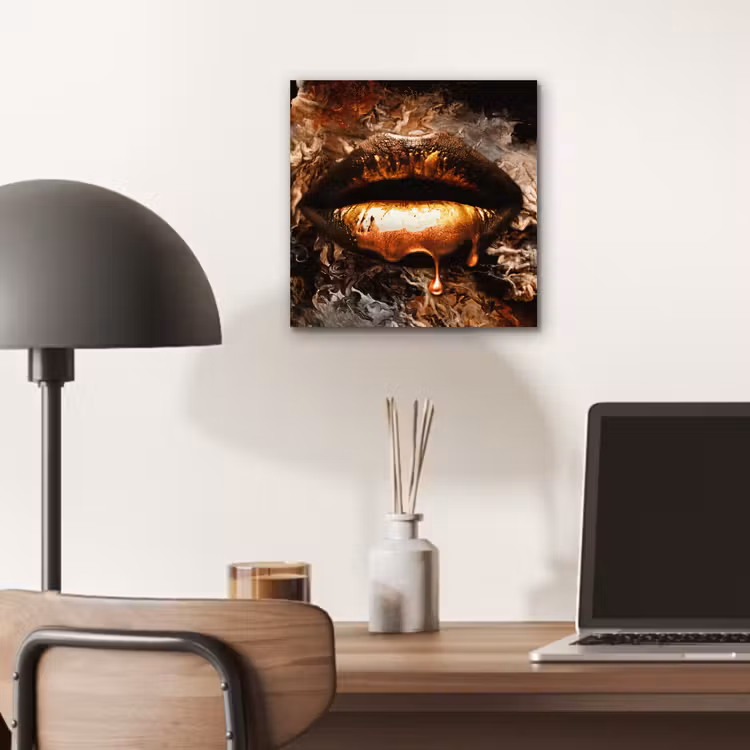 Goud - Lippen - Kunst aluminium wit klein -sfeer5