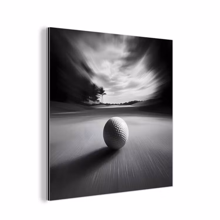 Golfbal - Wazig - Zwart aluminium wit klein -3d