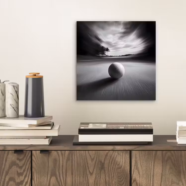Golfbal - Wazig - Zwart aluminium wit klein -sfeer1