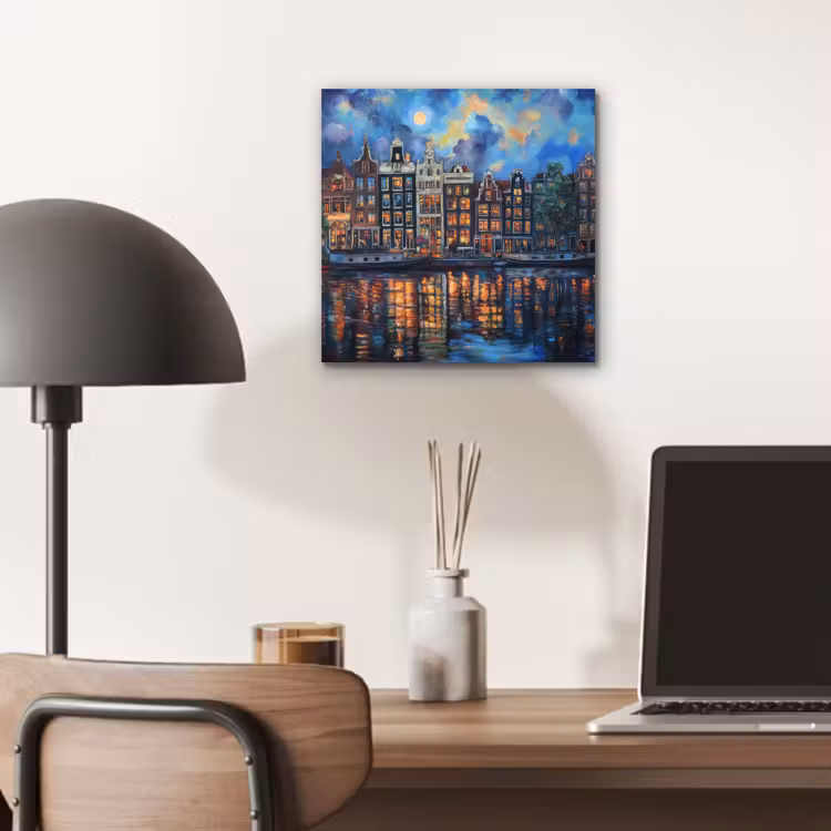 Grachten Amsterdam - Huizen - Stad - Kleurrijk aluminium wit klein -sfeer5