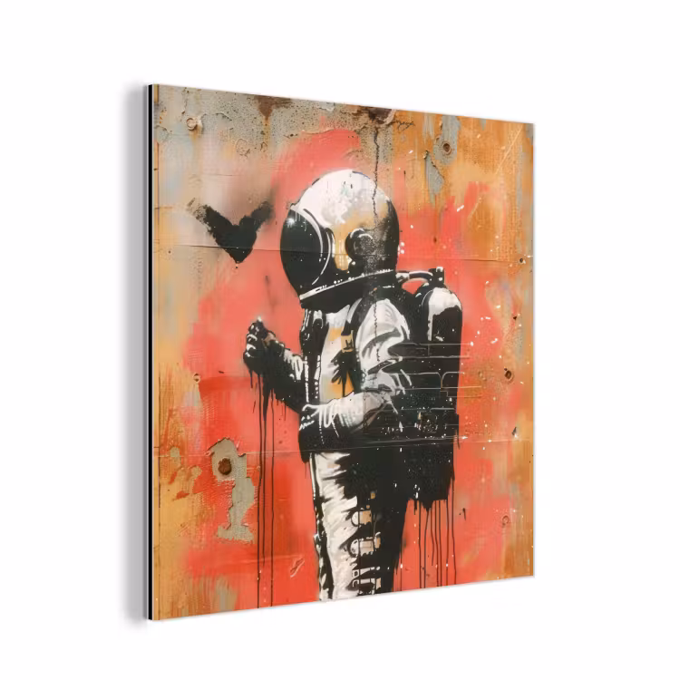 Graffiti - Astronaut - Street art - Ruimte - Banksy aluminium wit klein -3d