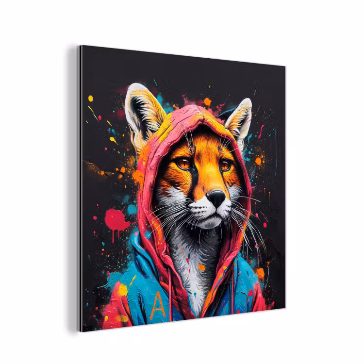 Graffiti - Vos - Jas - Pop art aluminium wit klein -3d