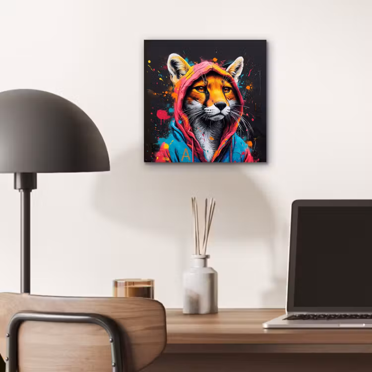Graffiti - Vos - Jas - Pop art aluminium wit klein -sfeer5
