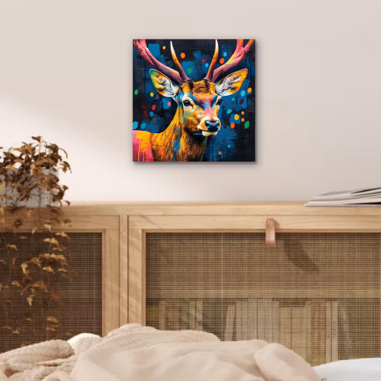 Graffiti - Hert - Dier - Kleurrijk aluminium wit klein -sfeer3