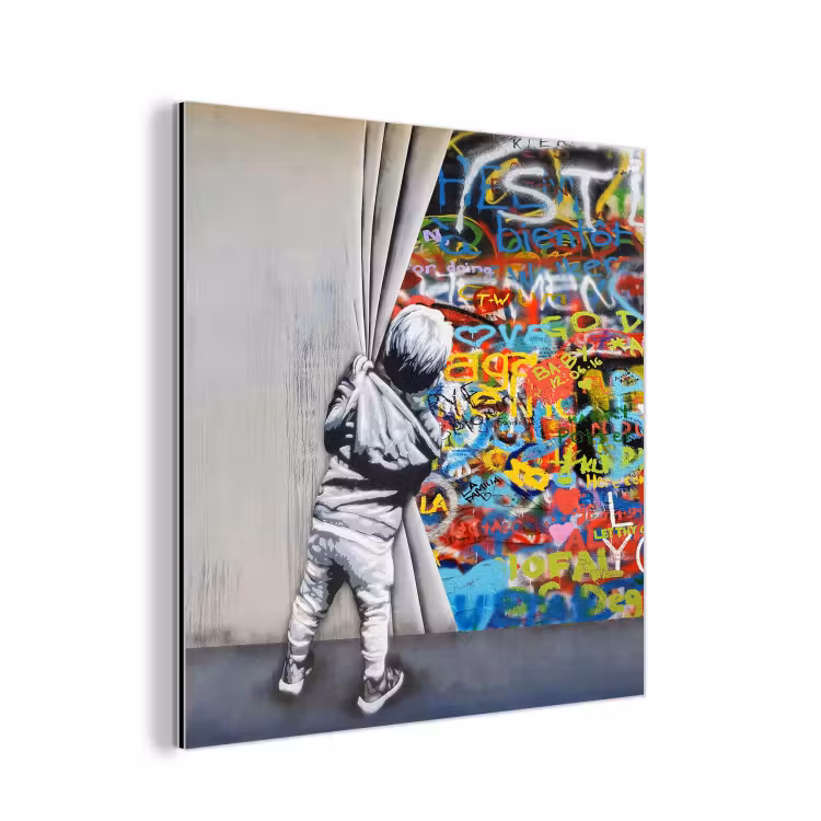 Graffiti - Illusie - Jongen - Street art aluminium wit klein -3d