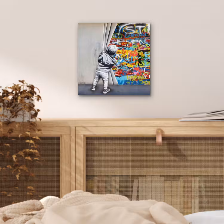 Graffiti - Illusie - Jongen - Street art aluminium wit klein -sfeer3