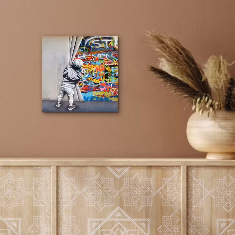 Graffiti - Illusie - Jongen - Street art aluminium wit klein -sfeer4