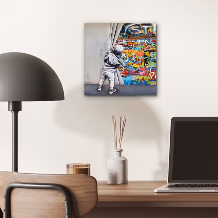Graffiti - Illusie - Jongen - Street art aluminium wit klein -sfeer5