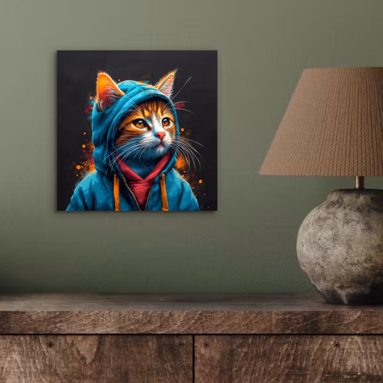 Graffiti - Kat - Zwart - Jas aluminium wit klein -sfeer2