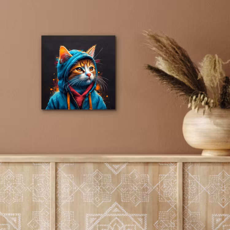 Graffiti - Kat - Zwart - Jas aluminium wit klein -sfeer4