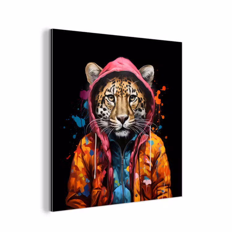 Graffiti - Luipaard - Zwart - Jas aluminium wit klein -3d