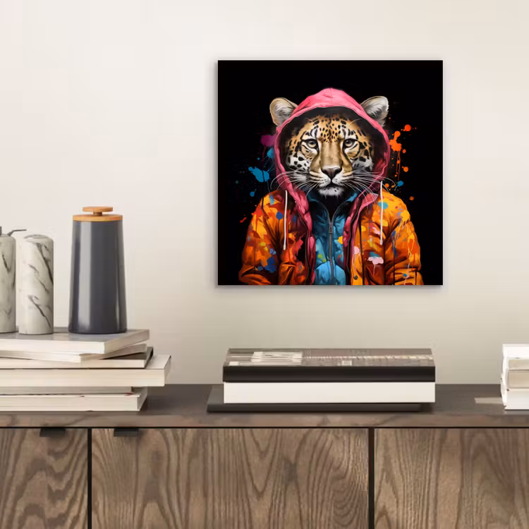 Graffiti - Luipaard - Zwart - Jas aluminium wit klein -sfeer1