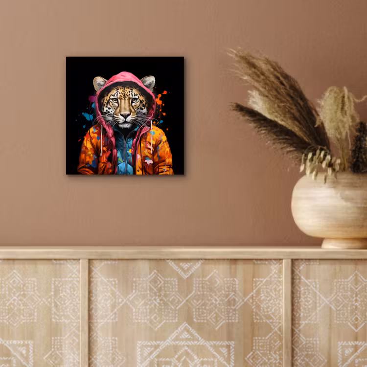 Graffiti - Luipaard - Zwart - Jas aluminium wit klein -sfeer4