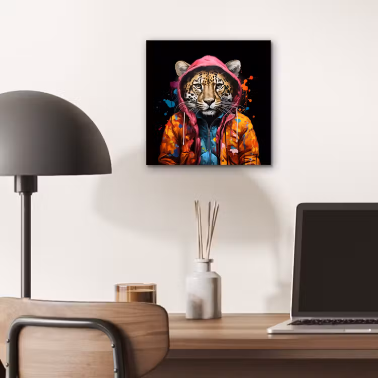 Graffiti - Luipaard - Zwart - Jas aluminium wit klein -sfeer5