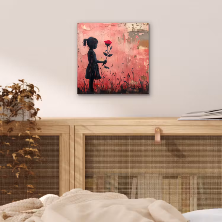 Graffiti - Meisje - Roze - Street art - Roos - Banksy aluminium wit klein -sfeer3
