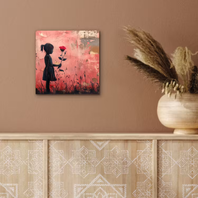 Graffiti - Meisje - Roze - Street art - Roos - Banksy aluminium wit klein -sfeer4