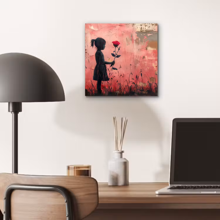 Graffiti - Meisje - Roze - Street art - Roos - Banksy aluminium wit klein -sfeer5