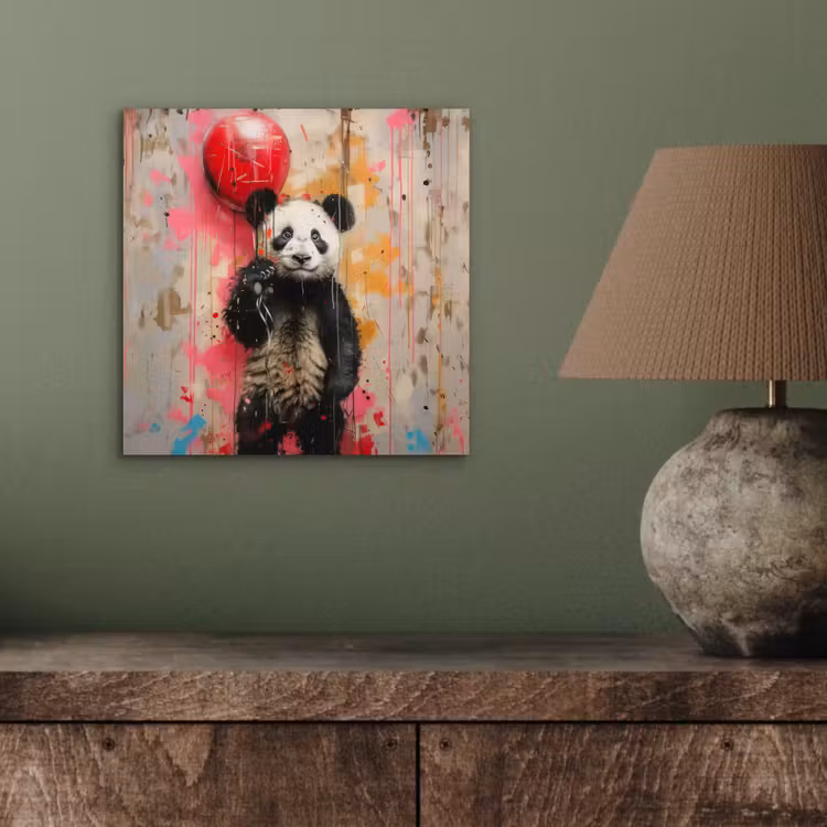 Graffiti - Panda - Ballon - Street art - Banksy aluminium wit klein -sfeer2