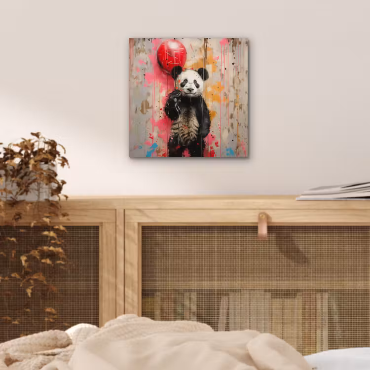 Graffiti - Panda - Ballon - Street art - Banksy aluminium wit klein -sfeer3