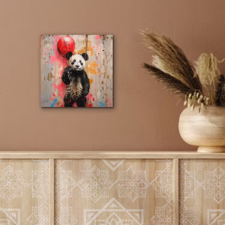 Graffiti - Panda - Ballon - Street art - Banksy aluminium wit klein -sfeer4