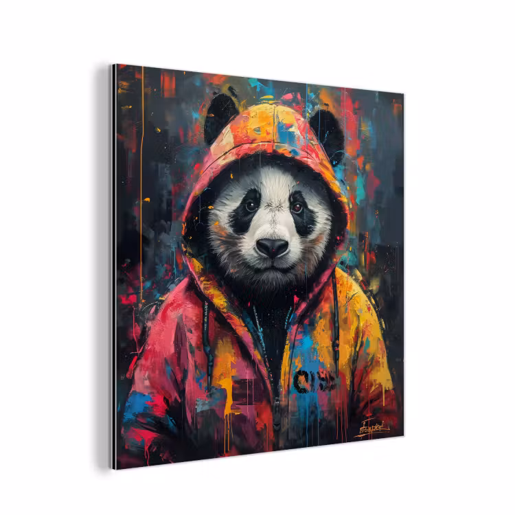 Graffiti - Panda - Jas - Kleurrijk aluminium wit klein -3d
